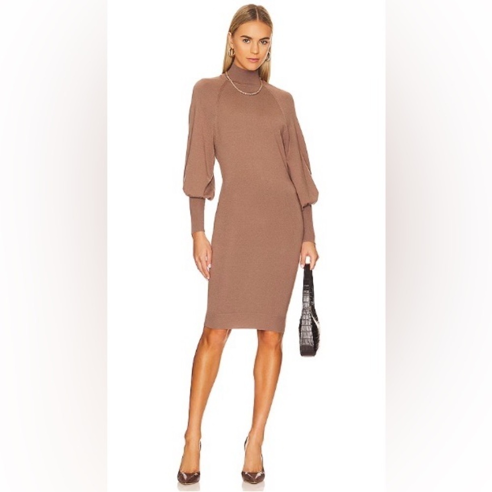 NWT L'ACADEMIE the Jen Sweater Dress in Taupe Size Small